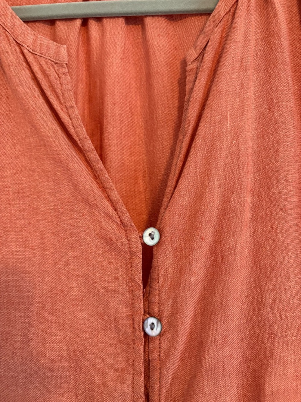 J. Jill Rust 100% Linen Tunic | Button Front Breezy Summer Top Sz L - Picture 6 of 9